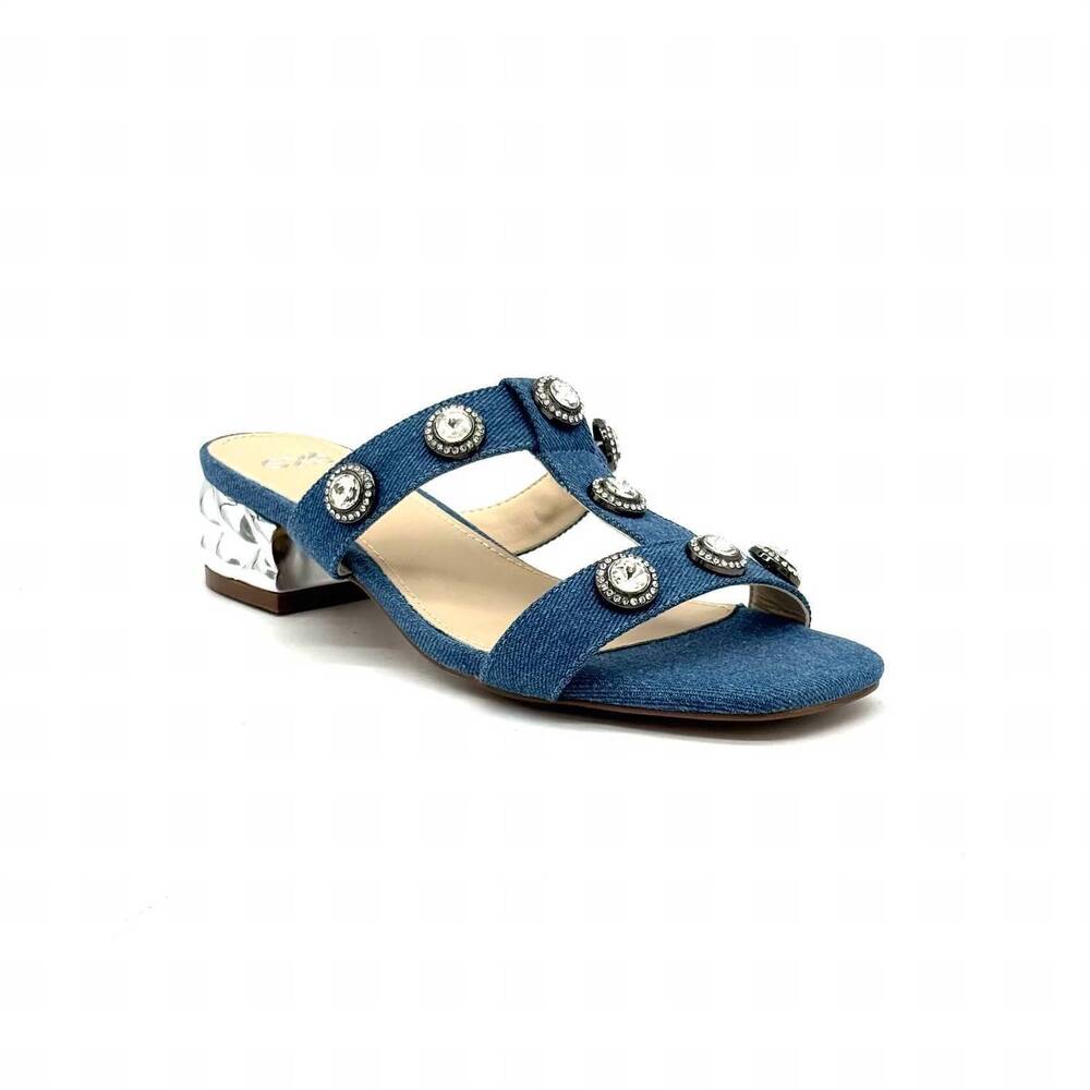 NEW EXE women's slide sandal low block heel in blue